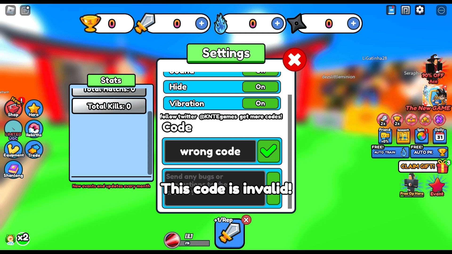 Troubleshoot codes in Anime Energy Clash Simulator (Image via Roblox || Sportskeeda)